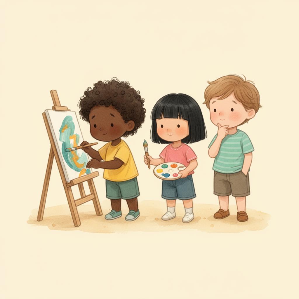 A child painting at an easel